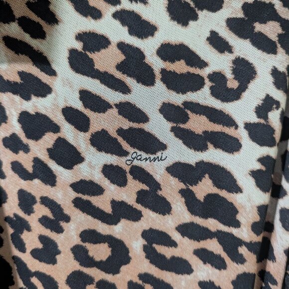NWT Ganni | Mesh Ruffle Midi Wrap Skirt In Leopard - Picture 6 of 16